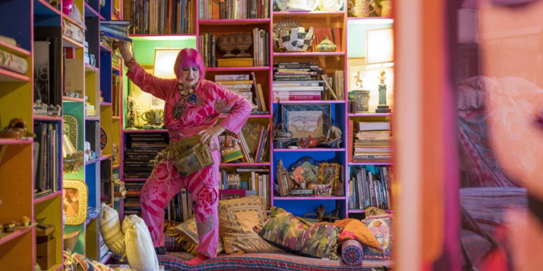 Portrait of Zandra Rhodes at her home in London.